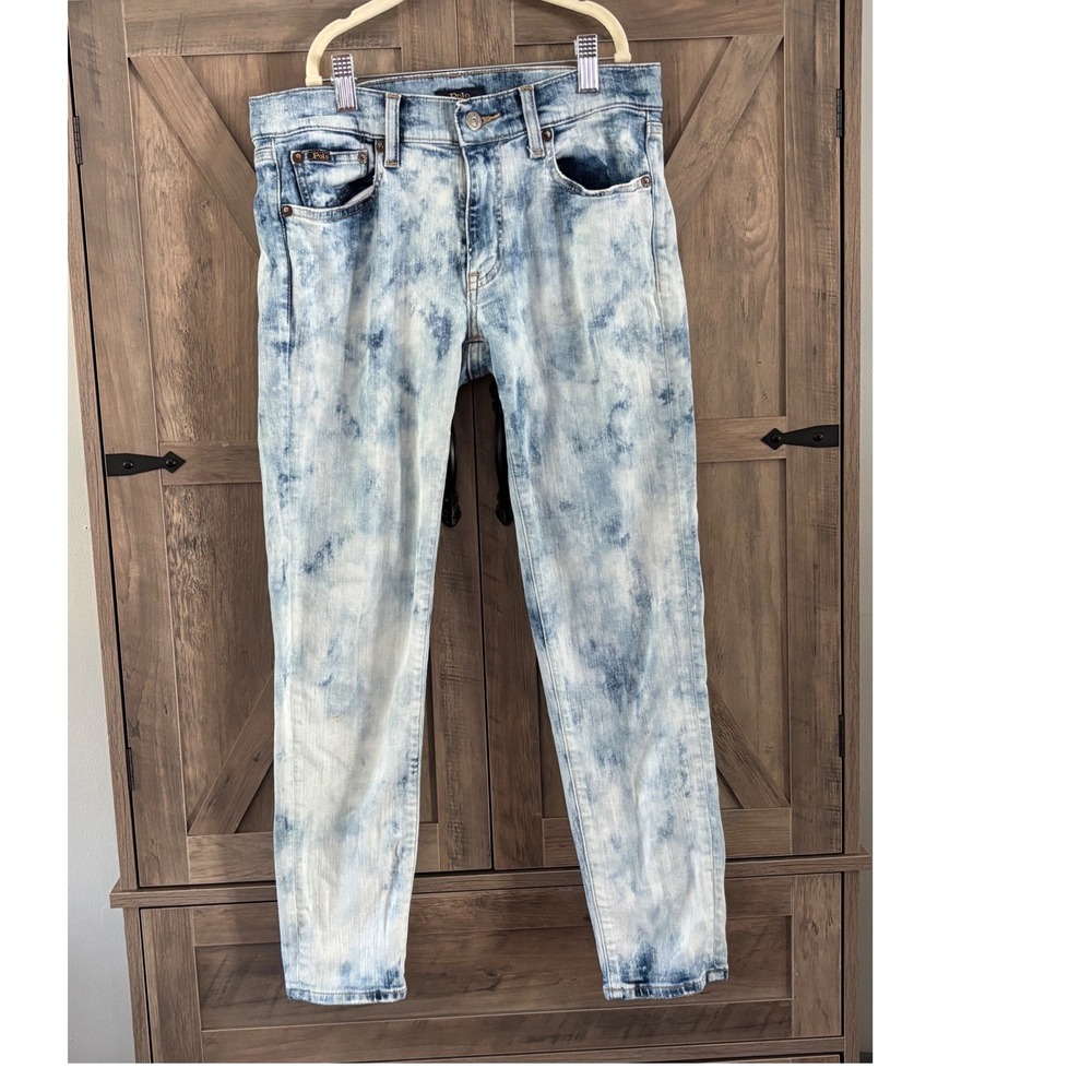 Polo Ralph Lauren Acid Wash Skinny Jeans Light Blue Denim Size 27